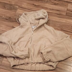 HYFVE Tan Ribbed Zip-Up Jacket